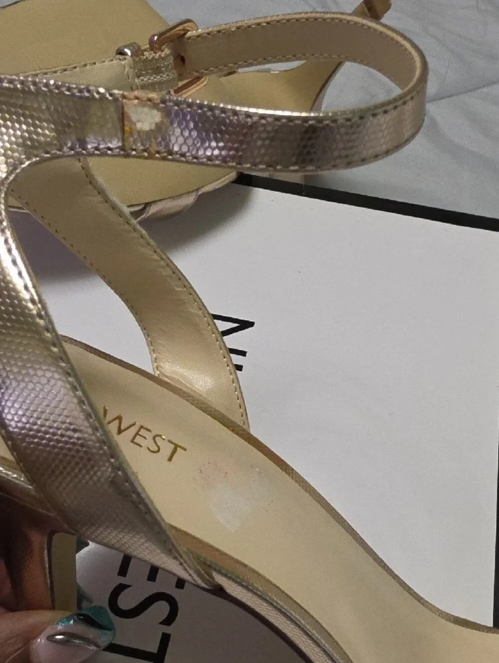 Nine West Metallic Rose Gold Ankle-Strap Heels